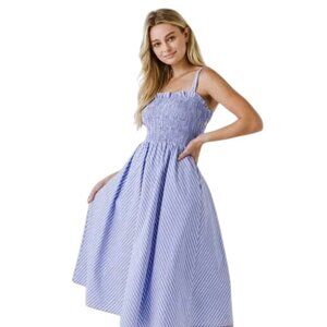 English Laundry New w/Tags Blue & White Striped Smocked Bodice Sundress Size L